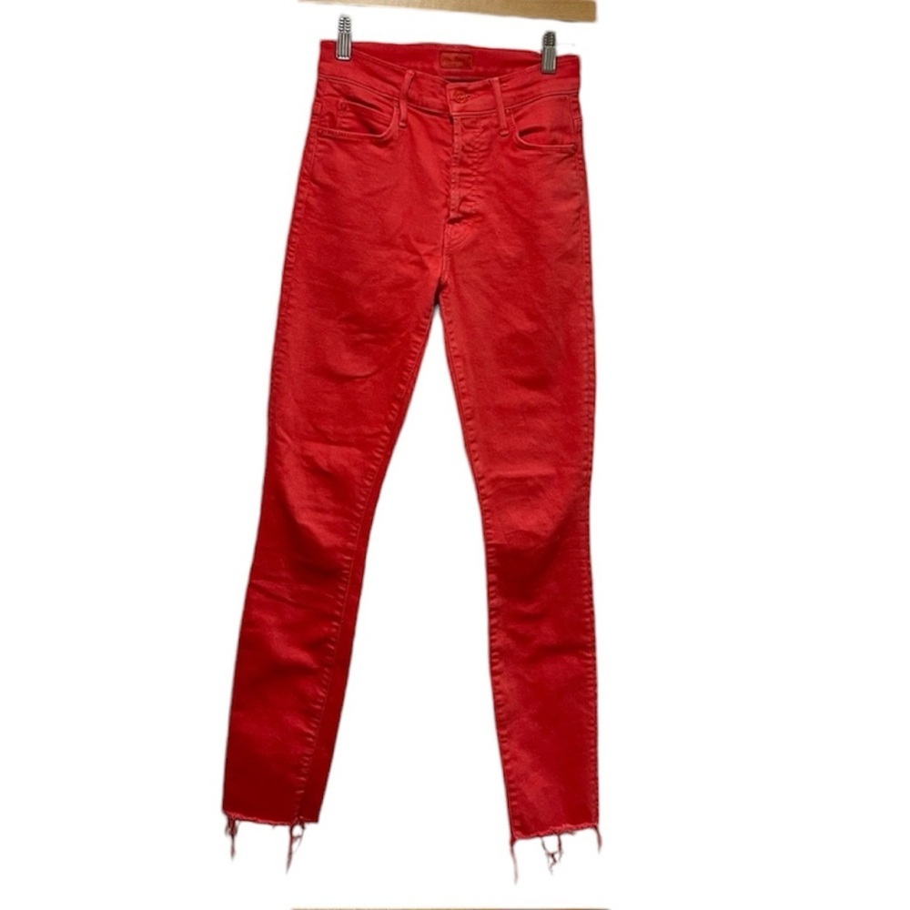 MOTHER The Stunner Ankle Fray Pants - Red - Size 24‎